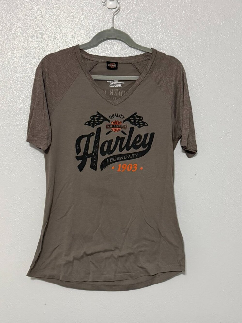 Women's Harley-Davidson Gray Raglan V-neck shirt